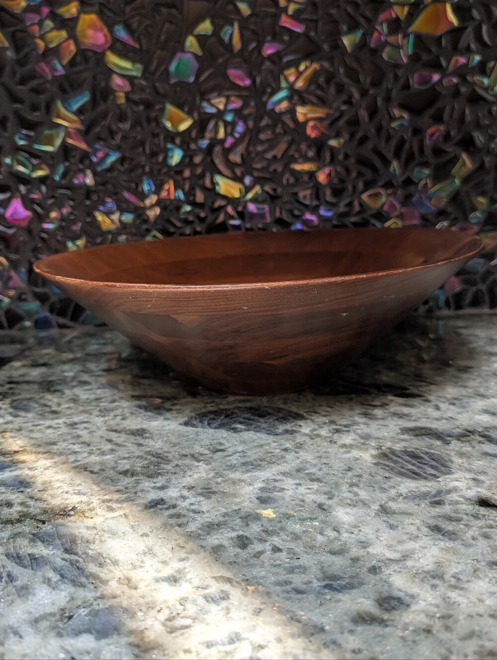 vintage mid century modern VERMILLION walnut bowl mcm